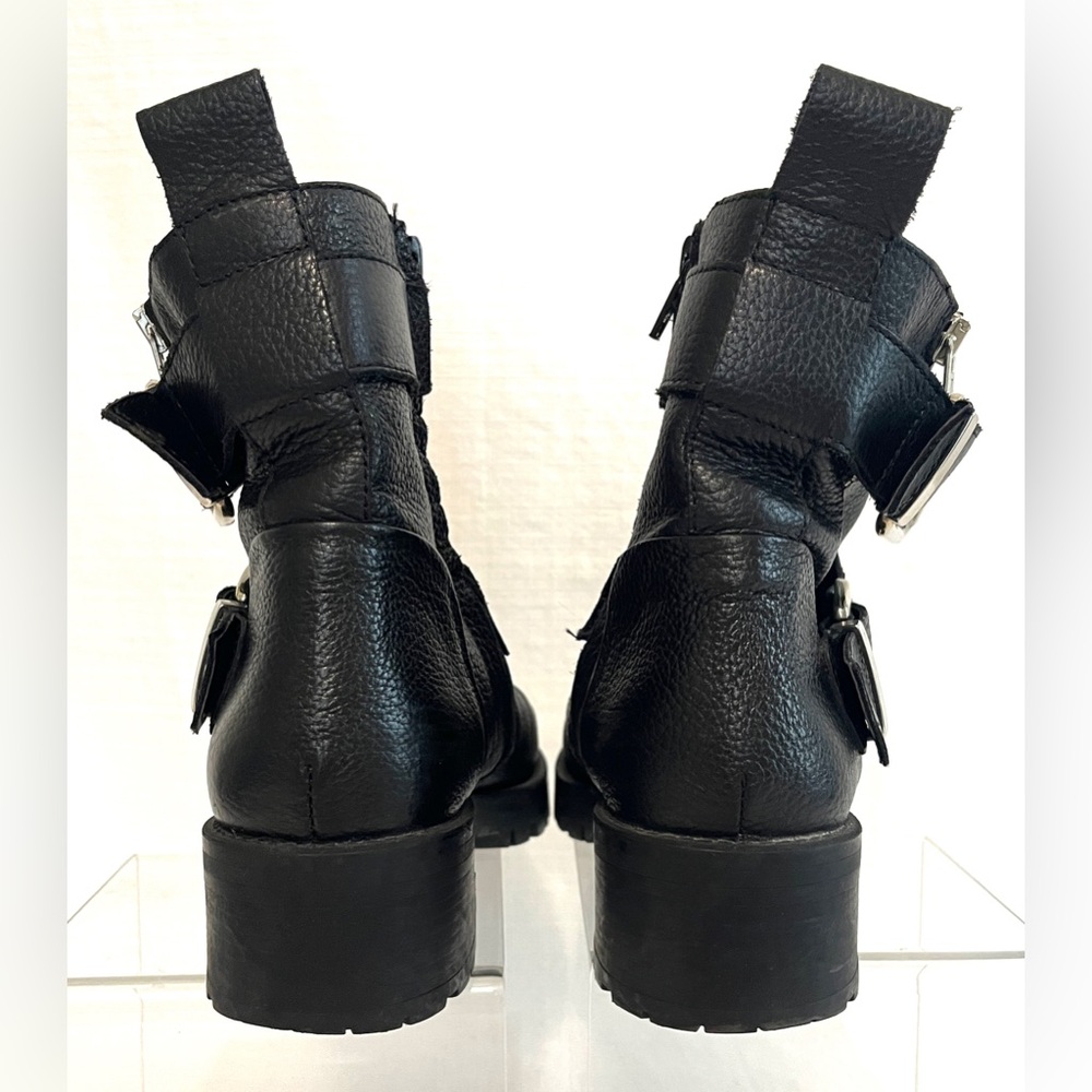 ZARA Basic Collection Black Leather Buckle Ankle Boots size 40 - Picture 4 of 5